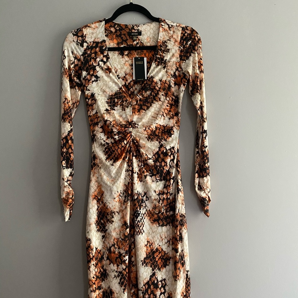 Afrm Zoey Midi Dress in Stamped Snake Print XS - Picture 4 of 7